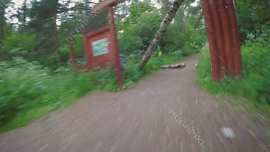 Biking POV in the park after a violent storm