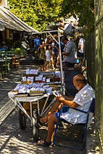 Seller of nuts and dried fruit in Athens, Greece.