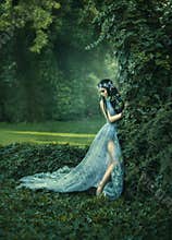 Portrait of an elf in a blooming garde