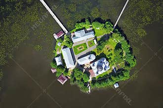 Aerial view of Svyato-Vvedenskiy Ostrovnoy monastery