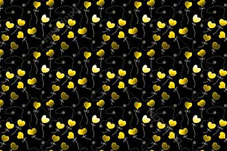 Golden hearts garden seamless background