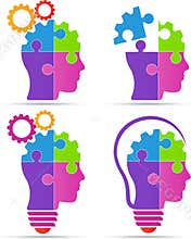 Puzzle head brain gear bulb