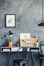 Vintage study room with desk