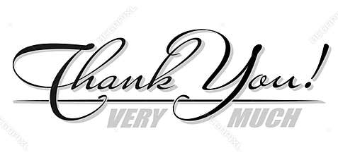 Vector handwritten isolated text "Thank You very much" with shadow. Hand drawn calligraphy lettering
