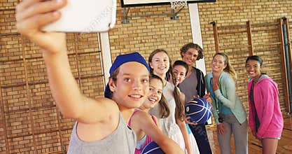 High school kids taking a selfie