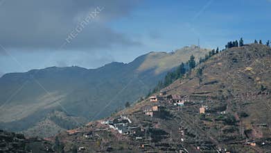 Shacks On Hillside In South America