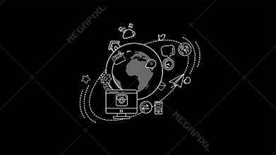 Global digital world infographic with alpha channel