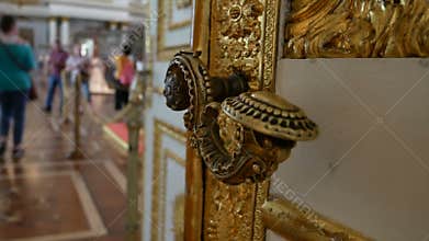 Museum visit people door