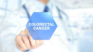 Colorectal Cancer , Doctor working on holographic interface, Motion Graphics