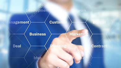 Legal Advice, Man Working on Holographic Interface, Visual Screen