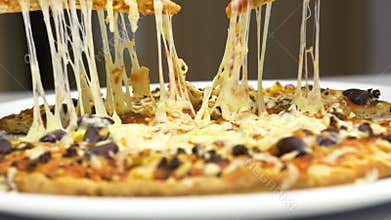 Take Hot Pizza With Melted Cheese