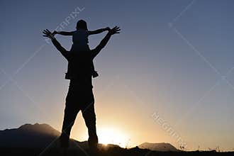 Father`s Day & father and son silhouette