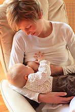 Mother breastfeeding baby