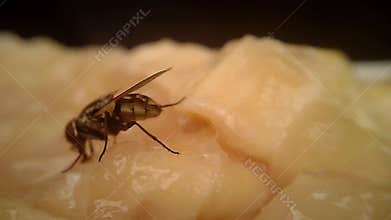 Flies on meat macro