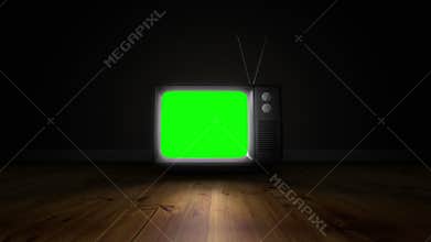 Old fashioned tv with green screen