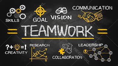 Teamwork concept chart with business elements