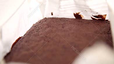 Chocolate Brownie hot baked from the oven zoom texture