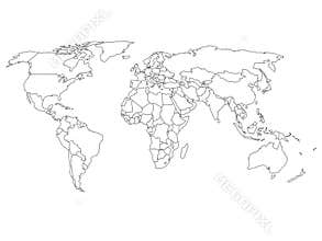 World map with country borders