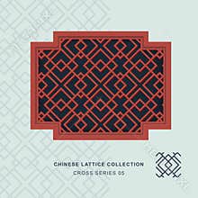 Chinese window tracery lattice cross frame series 05 cross check