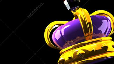 Crown With Big Diamond On Black Text Space