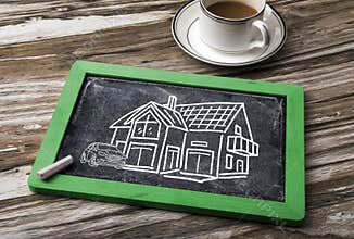 House hand drawn on blackboard