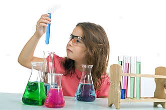 Girl in science class