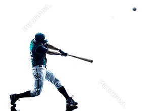 Man baseball player silhouette isolated