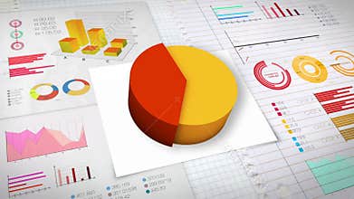 40 percent Pie chart with various economic finances graph.(no text)