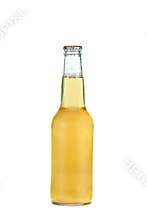 Glass bottle of cold beer