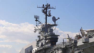 New york day intrepid museum aircraft carrier command post 4k usa