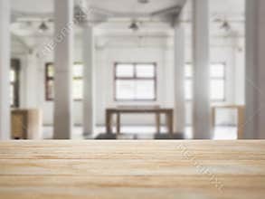 Table top counter with Interior Loft space background