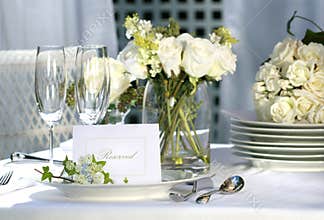 White place card on wedding table