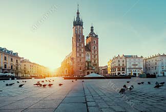 Sunrise in Krakow. Poland