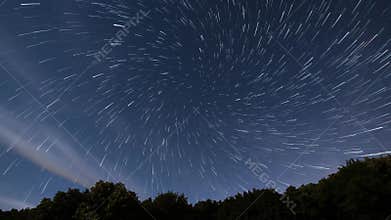 Star Trails vortex time lapse. Beautiful night sky.
