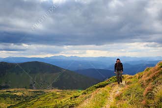 Hike journey lonely man