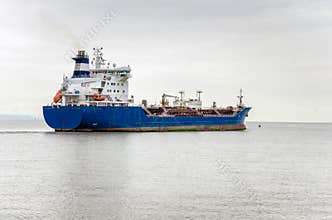 Tanker Ship and Cloudy Sky