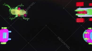 Classic Video Game - Medium macro, 'Frogger' with cars