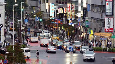 Time Lapse of Traffic and Pedestrians in Busy Ginza Shopping District - Tokyo Japan