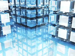 Abstract Futuristic Technology Glass Blocks Pattern Background