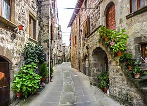 Beautiful alleyway in the historic town of Vitorchiano, Lazio, Italy