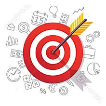 Arrow hits target center. Business success concept