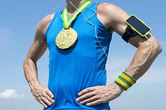 Gold Medal Athlete with Mobile Phone Armband