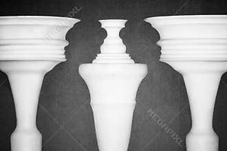 Optical illusion created by clay columns