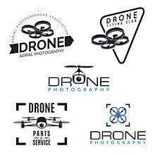 Set of drone logos, badges and design elements.