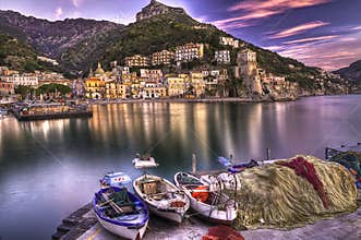 Cetara fishing village Amalfi coast watery reflections
