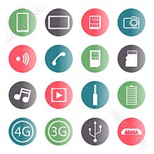 A set of mobile icons, vector illustration.