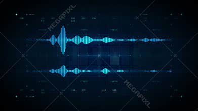 Audio Waveform Stereo Blue