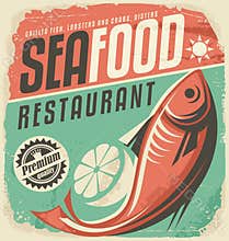 Retro seafood restaurant poster