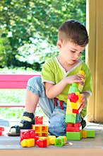 Boy build tower
