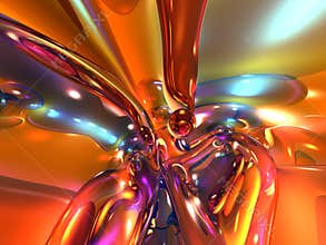3D Red Orange Colorful Bright Abstract Glass